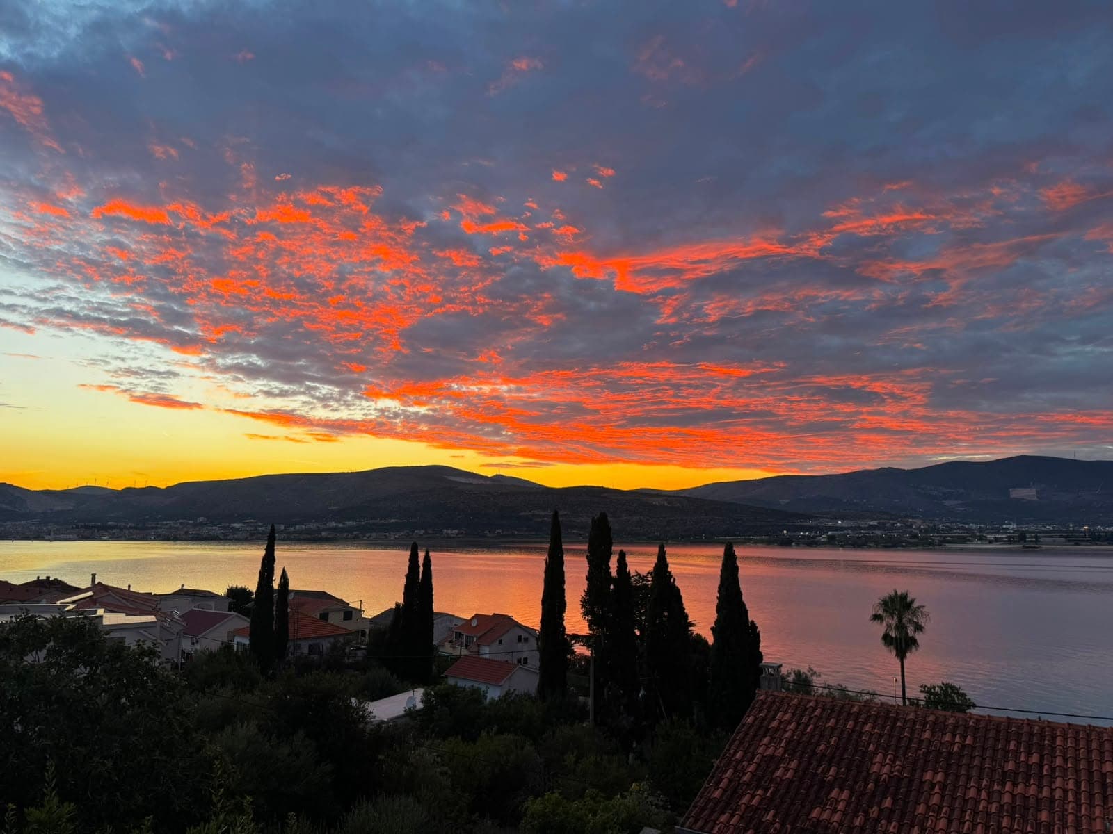 Sunset over the bay of Trogir